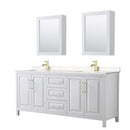 Daria 80 Inch Double Bathroom Vanity in White - Brushed Gold Trim - 23