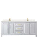 Daria 80 Inch Double Bathroom Vanity in White - Brushed Gold Trim - 11