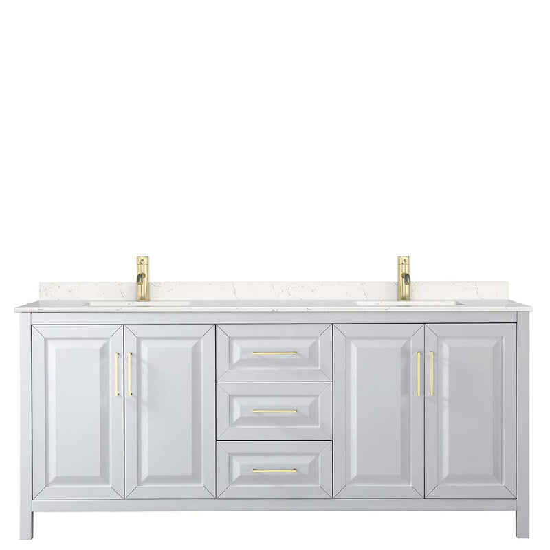 Daria 80 Inch Double Bathroom Vanity in White - Brushed Gold Trim - 11