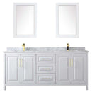 Daria 80 Inch Double Bathroom Vanity in White - Brushed Gold Trim - 34