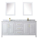Daria 80 Inch Double Bathroom Vanity in White - Brushed Gold Trim - 44