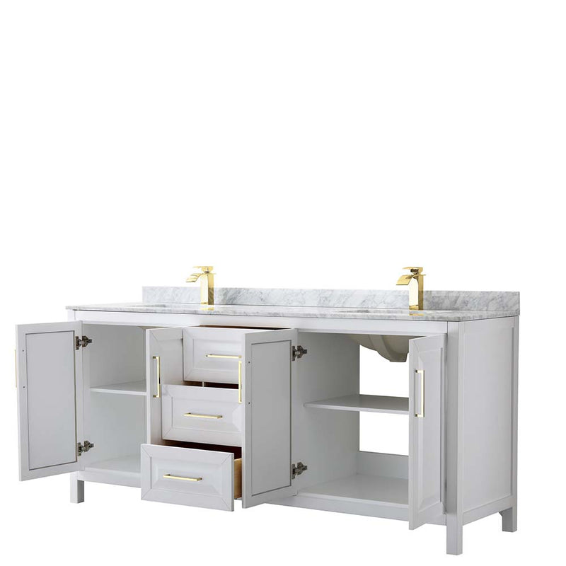 Daria 80 Inch Double Bathroom Vanity in White - Brushed Gold Trim - 29