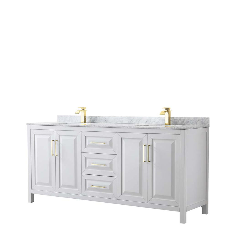 Daria 80 Inch Double Bathroom Vanity in White - Brushed Gold Trim - 28