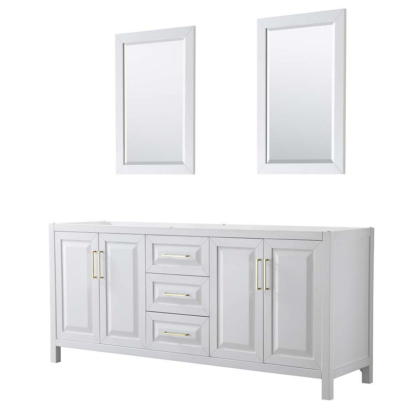 Daria 80 Inch Double Bathroom Vanity in White - Brushed Gold Trim - 2