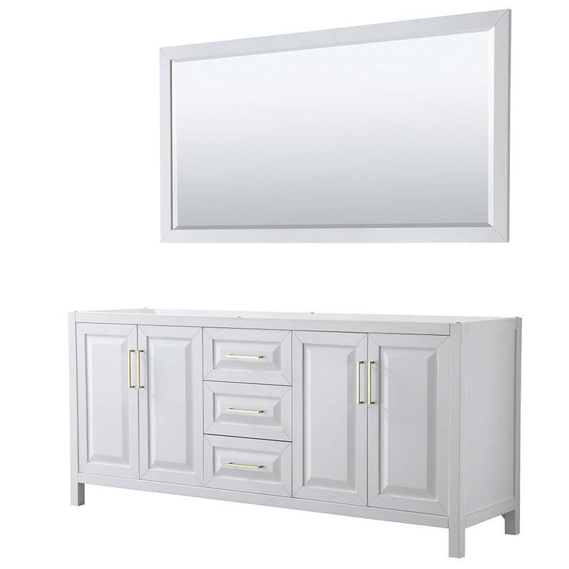 Daria 80 Inch Double Bathroom Vanity in White - Brushed Gold Trim - 4