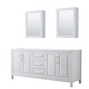 Daria 80 Inch Double Bathroom Vanity in White - Brushed Gold Trim - 6