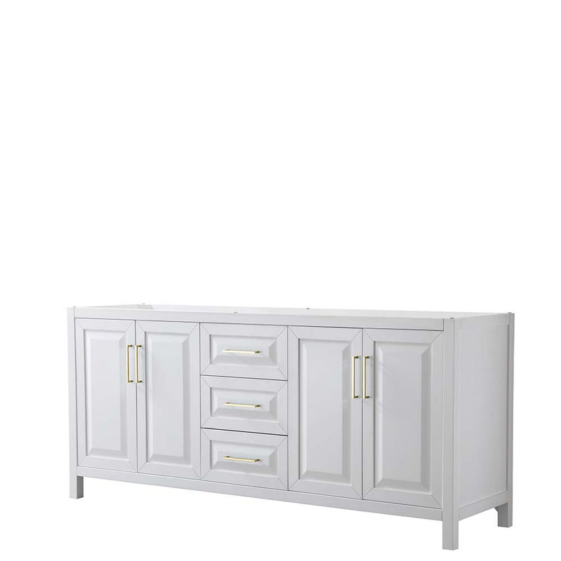 Daria 80 Inch Double Bathroom Vanity in White - Brushed Gold Trim