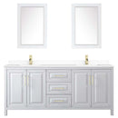 Daria 80 Inch Double Bathroom Vanity in White - Brushed Gold Trim - 53
