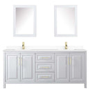 Daria 80 Inch Double Bathroom Vanity in White - Brushed Gold Trim - 63
