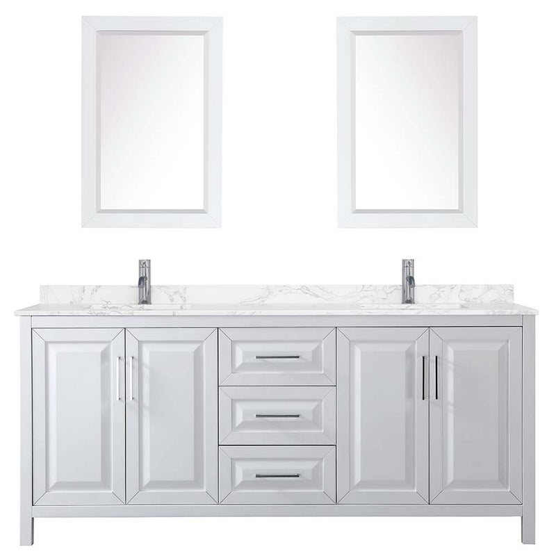 Daria 80 Inch Double Bathroom Vanity in White - Polished Chrome Trim - 16