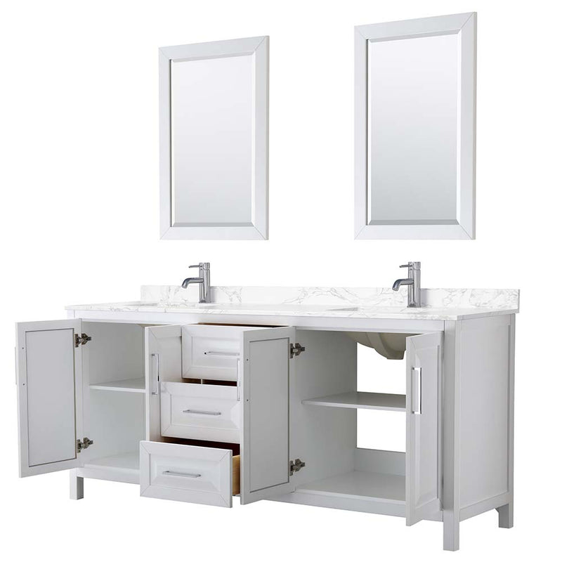 Daria 80 Inch Double Bathroom Vanity in White - Polished Chrome Trim - 15
