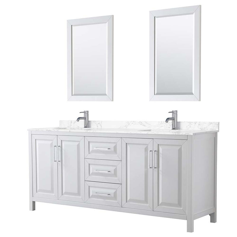 Daria 80 Inch Double Bathroom Vanity in White - Polished Chrome Trim - 14