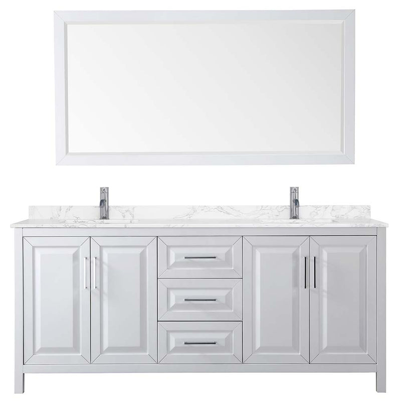 Daria 80 Inch Double Bathroom Vanity in White - Polished Chrome Trim - 21