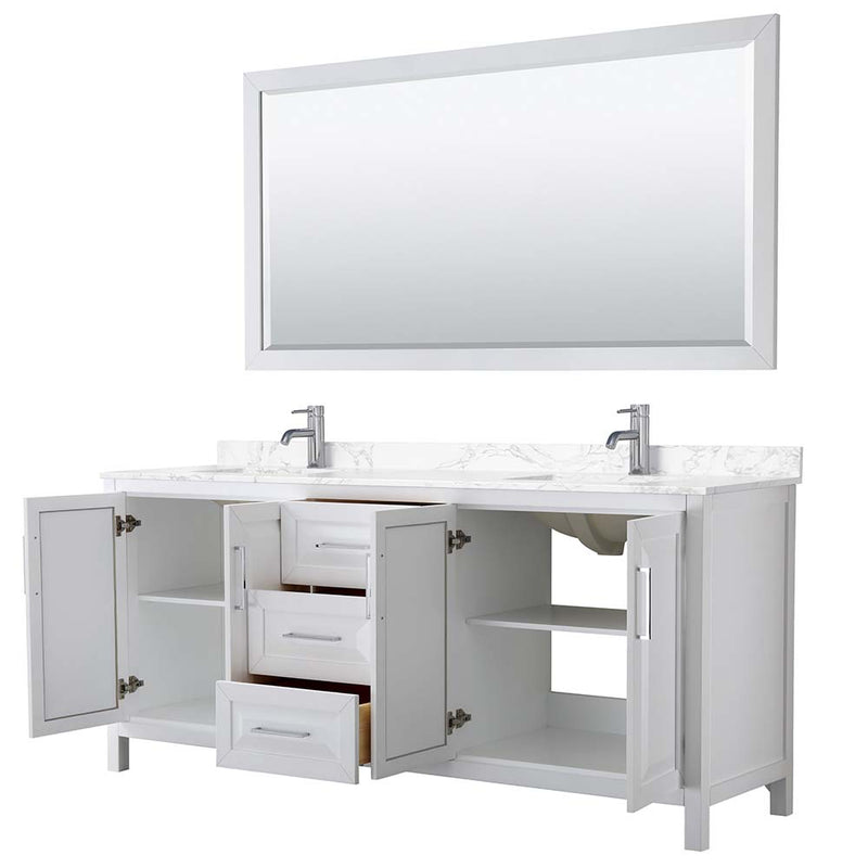 Daria 80 Inch Double Bathroom Vanity in White - Polished Chrome Trim - 20