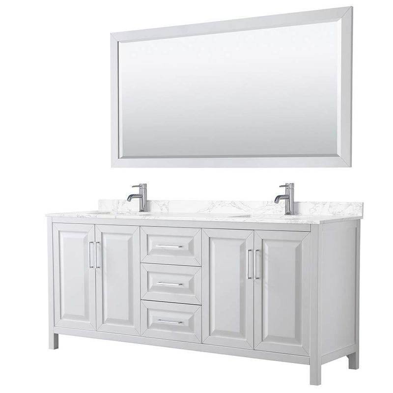 Daria 80 Inch Double Bathroom Vanity in White - Polished Chrome Trim - 19