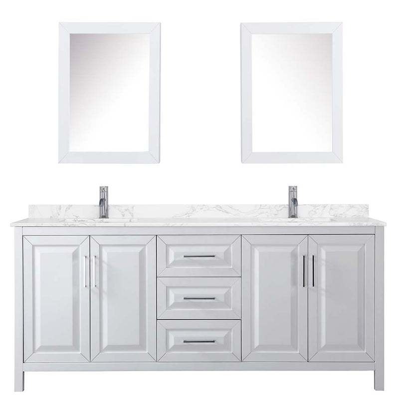Daria 80 Inch Double Bathroom Vanity in White - Polished Chrome Trim - 26