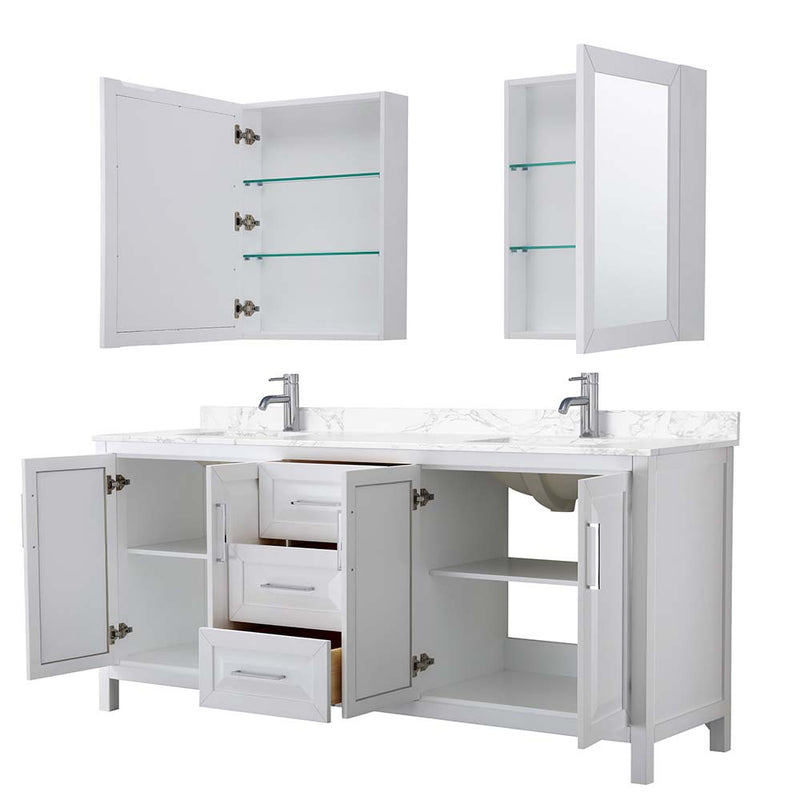 Daria 80 Inch Double Bathroom Vanity in White - Polished Chrome Trim - 25