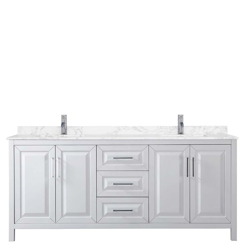 Daria 80 Inch Double Bathroom Vanity in White - Polished Chrome Trim - 12
