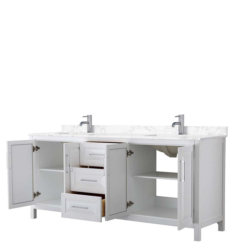 Daria 80 Inch Double Bathroom Vanity in White - Polished Chrome Trim - 11