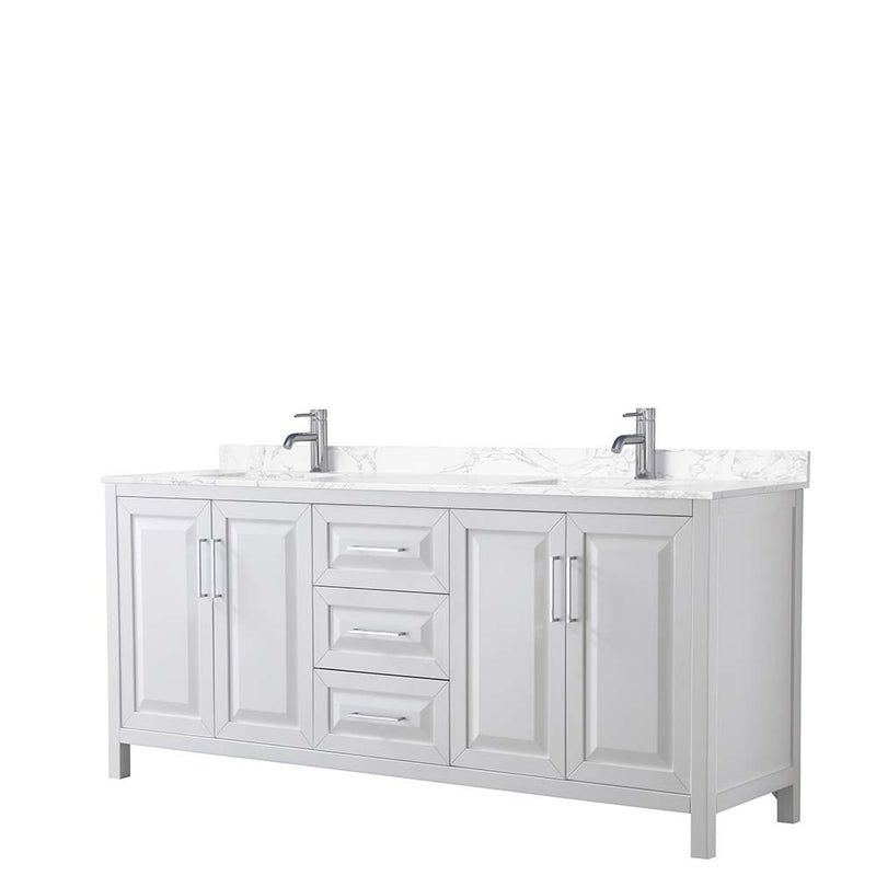 Daria 80 Inch Double Bathroom Vanity in White - Polished Chrome Trim - 10