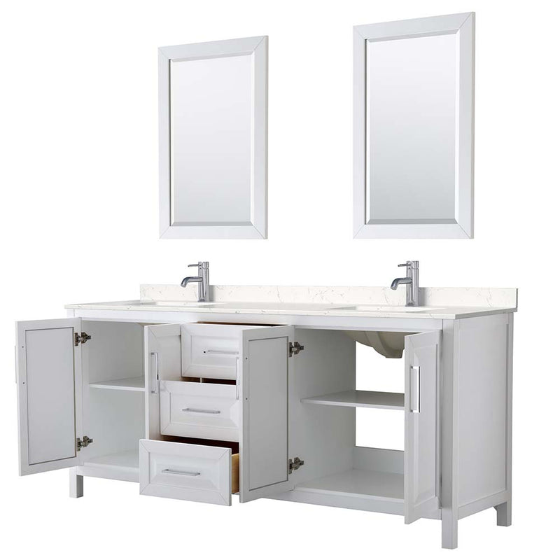 Daria 80 Inch Double Bathroom Vanity in White - Polished Chrome Trim - 35