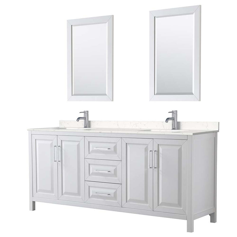 Daria 80 Inch Double Bathroom Vanity in White - Polished Chrome Trim - 34