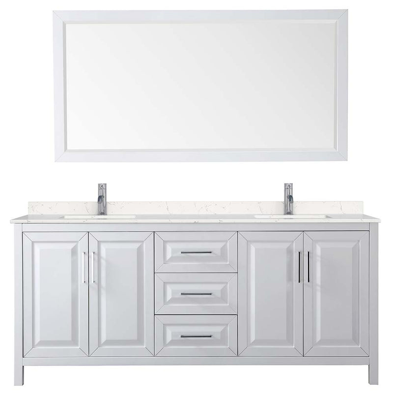 Daria 80 Inch Double Bathroom Vanity in White - Polished Chrome Trim - 41