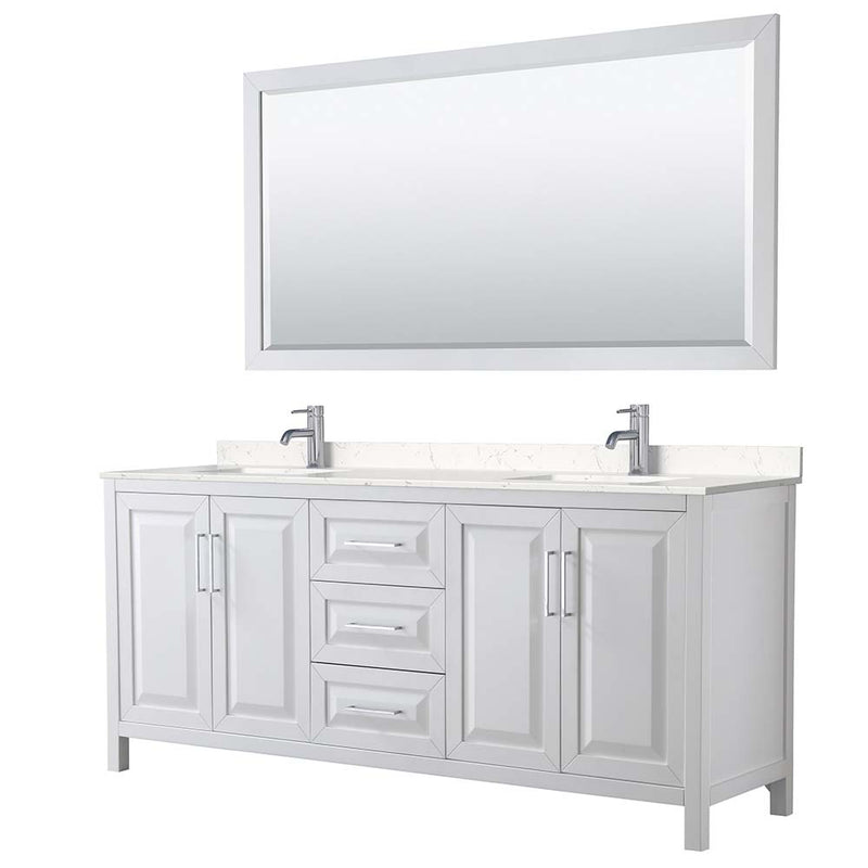 Daria 80 Inch Double Bathroom Vanity in White - Polished Chrome Trim - 39