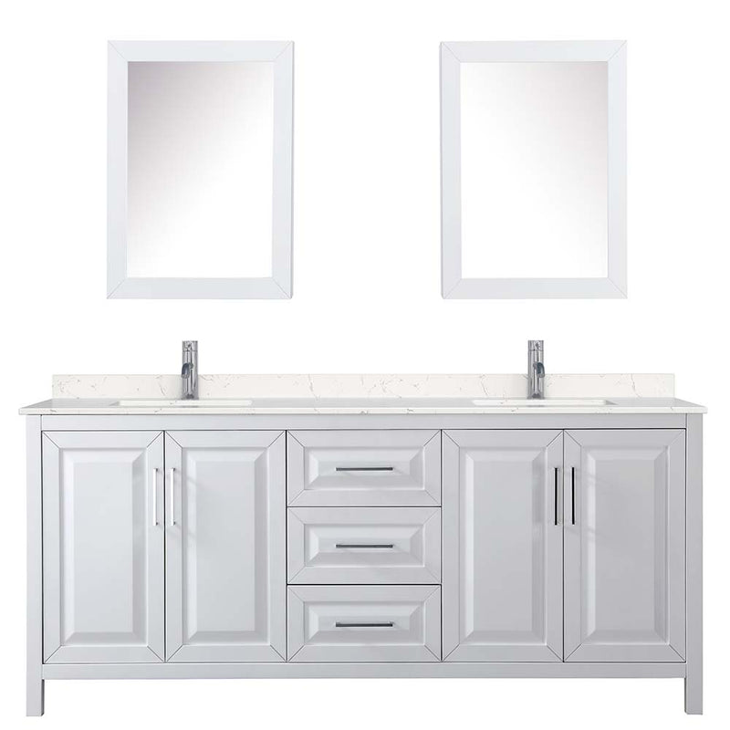 Daria 80 Inch Double Bathroom Vanity in White - Polished Chrome Trim - 46