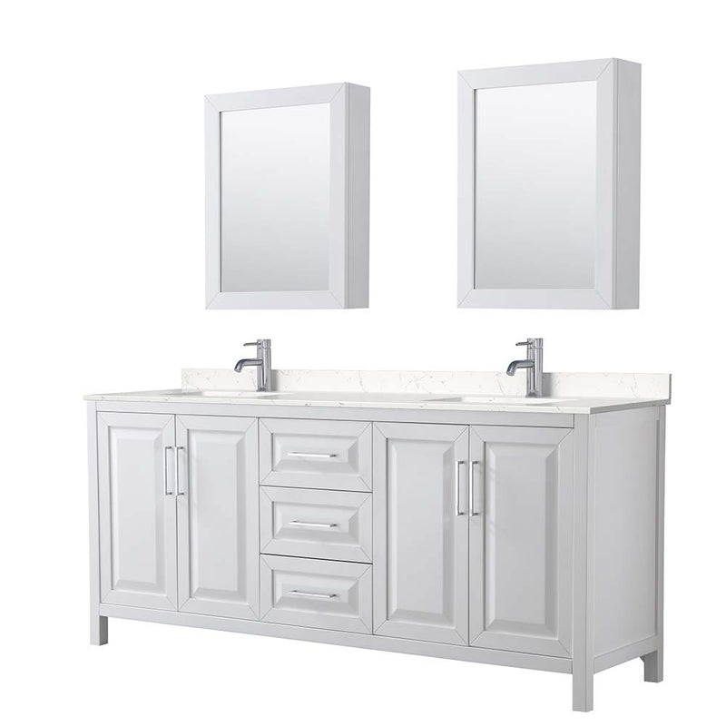 Daria 80 Inch Double Bathroom Vanity in White - Polished Chrome Trim - 44