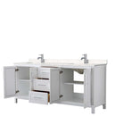 Daria 80 Inch Double Bathroom Vanity in White - Polished Chrome Trim - 31