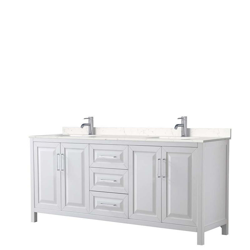 Daria 80 Inch Double Bathroom Vanity in White - Polished Chrome Trim - 30
