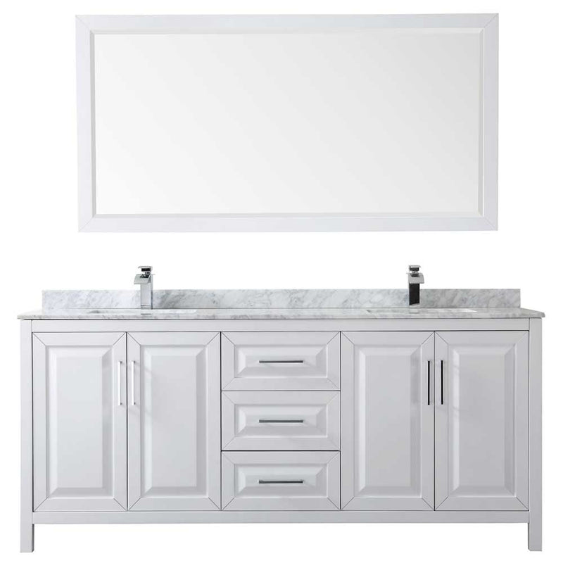 Daria 80 Inch Double Bathroom Vanity in White - Polished Chrome Trim - 61