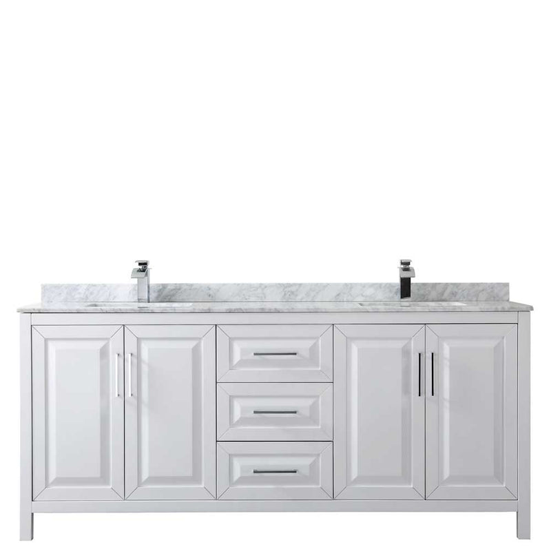 Daria 80 Inch Double Bathroom Vanity in White - Polished Chrome Trim - 52