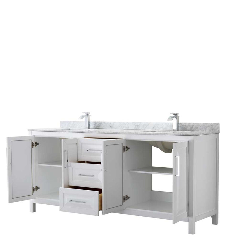 Daria 80 Inch Double Bathroom Vanity in White - Polished Chrome Trim - 51
