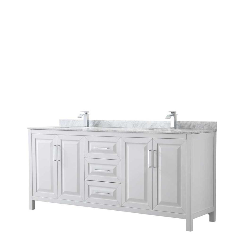 Daria 80 Inch Double Bathroom Vanity in White - Polished Chrome Trim - 50
