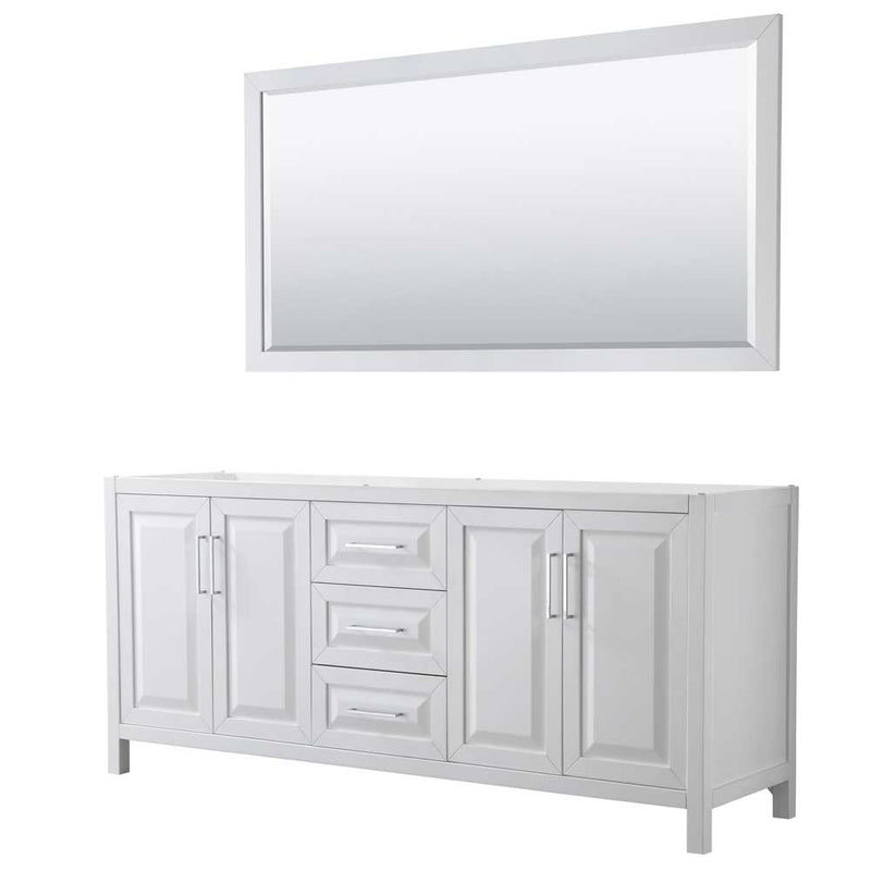 Daria 80 Inch Double Bathroom Vanity in White - Polished Chrome Trim - 4