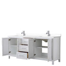 Daria 80 Inch Double Bathroom Vanity in White - Polished Chrome Trim - 73