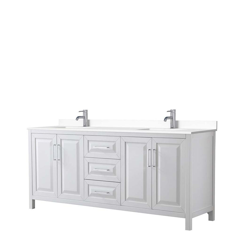 Daria 80 Inch Double Bathroom Vanity in White - Polished Chrome Trim - 72