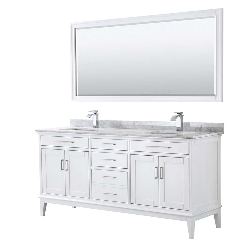 Margate 72 Inch Double Bathroom Vanity in White - 14