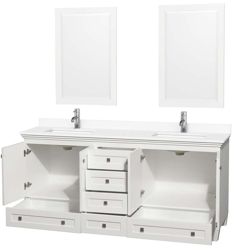 Acclaim 72 Inch Double Bathroom Vanity in White - 45
