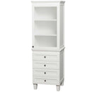 Acclaim Bathroom Linen Tower in White with Shelved Cabinet Storage and 4 Drawers
