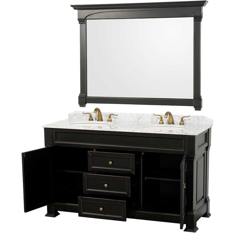 Andover 60 Inch Double Bathroom Vanity in Black - 10