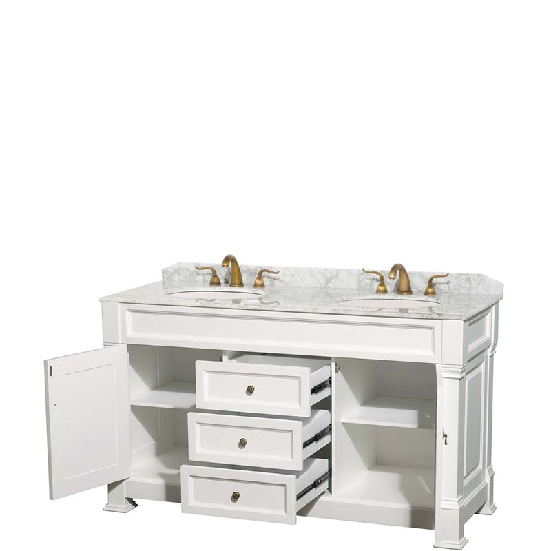 Andover 60 Inch Double Bathroom Vanity in White - 6