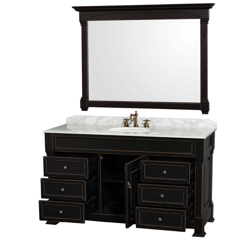 Andover 60 Inch Single Bathroom Vanity in Black - 8