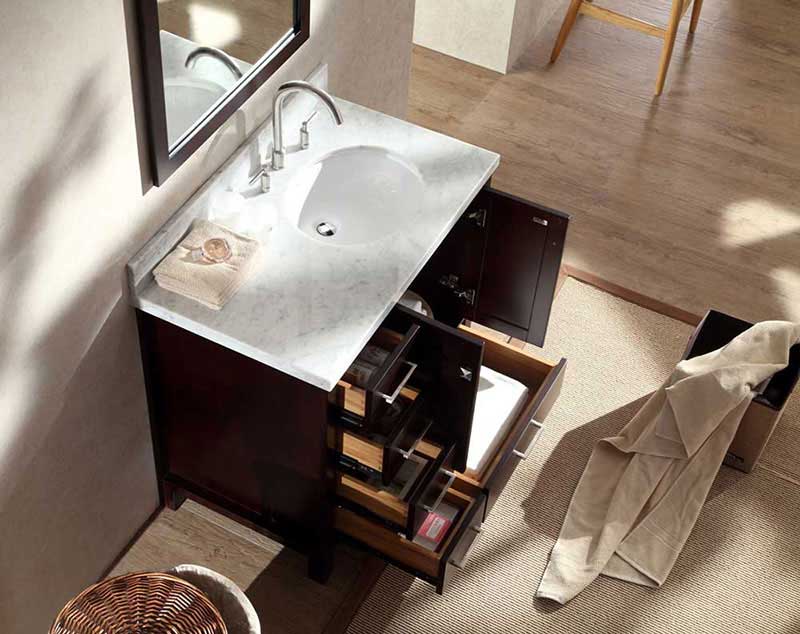 Ariel Bath Cambridge 37" Single Sink Vanity Set w/ Right Offset Sink in Espresso 3