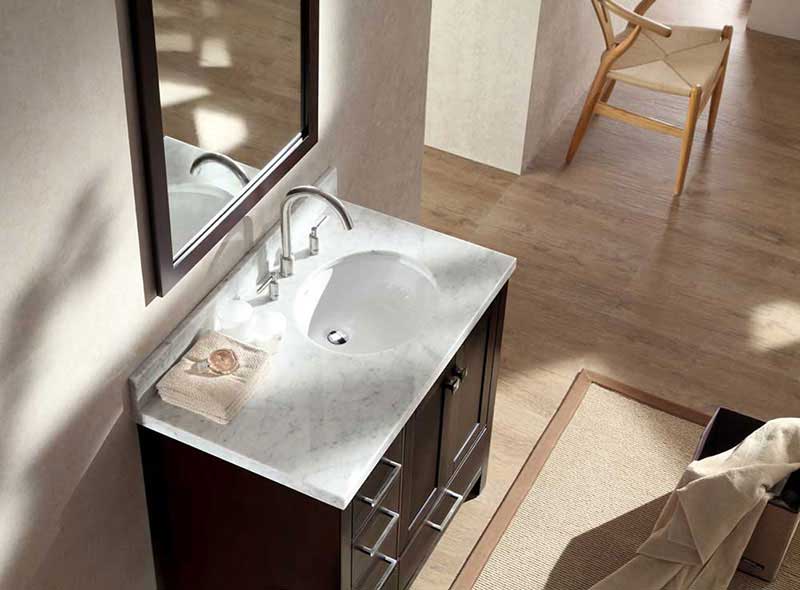 Ariel Bath Cambridge 37" Single Sink Vanity Set w/ Right Offset Sink in Espresso 4