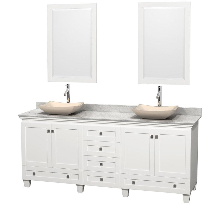 Wyndham Collection Acclaim 80" Double Bathroom Vanity for Vessel Sinks - White WC-CG8000-80-DBL-VAN-WHT