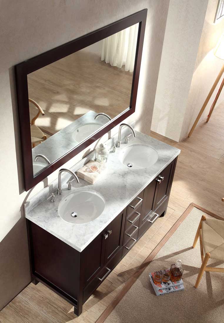Ariel Bath Cambridge 61" Double Sink Vanity Set in Espresso 3