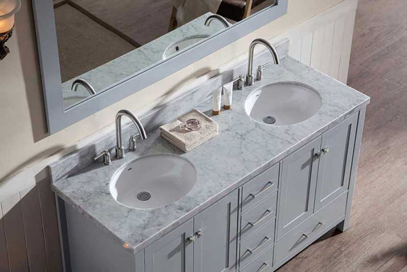 Ariel Cambridge 61" Double Sink Vanity Set in Grey 3